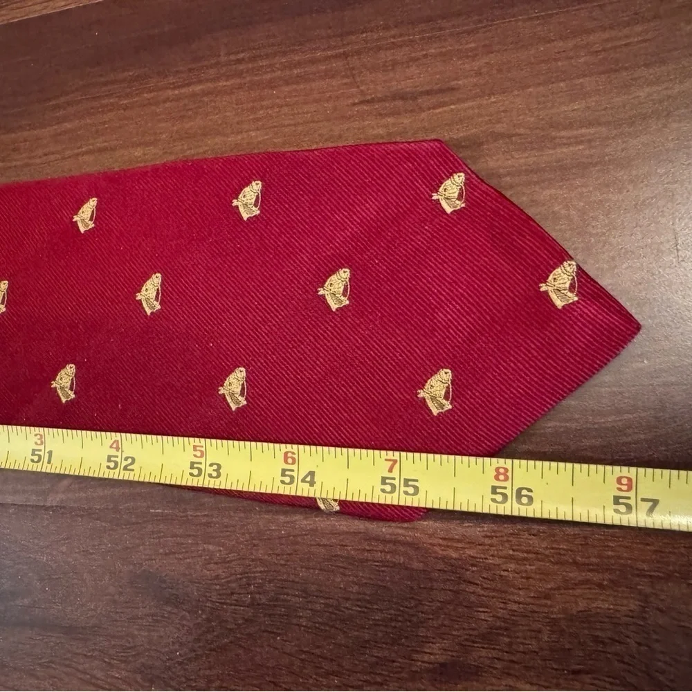 LAUREN Ralph Lauren Red 100% Silk Handmade Jacquard Necktie Made In USA